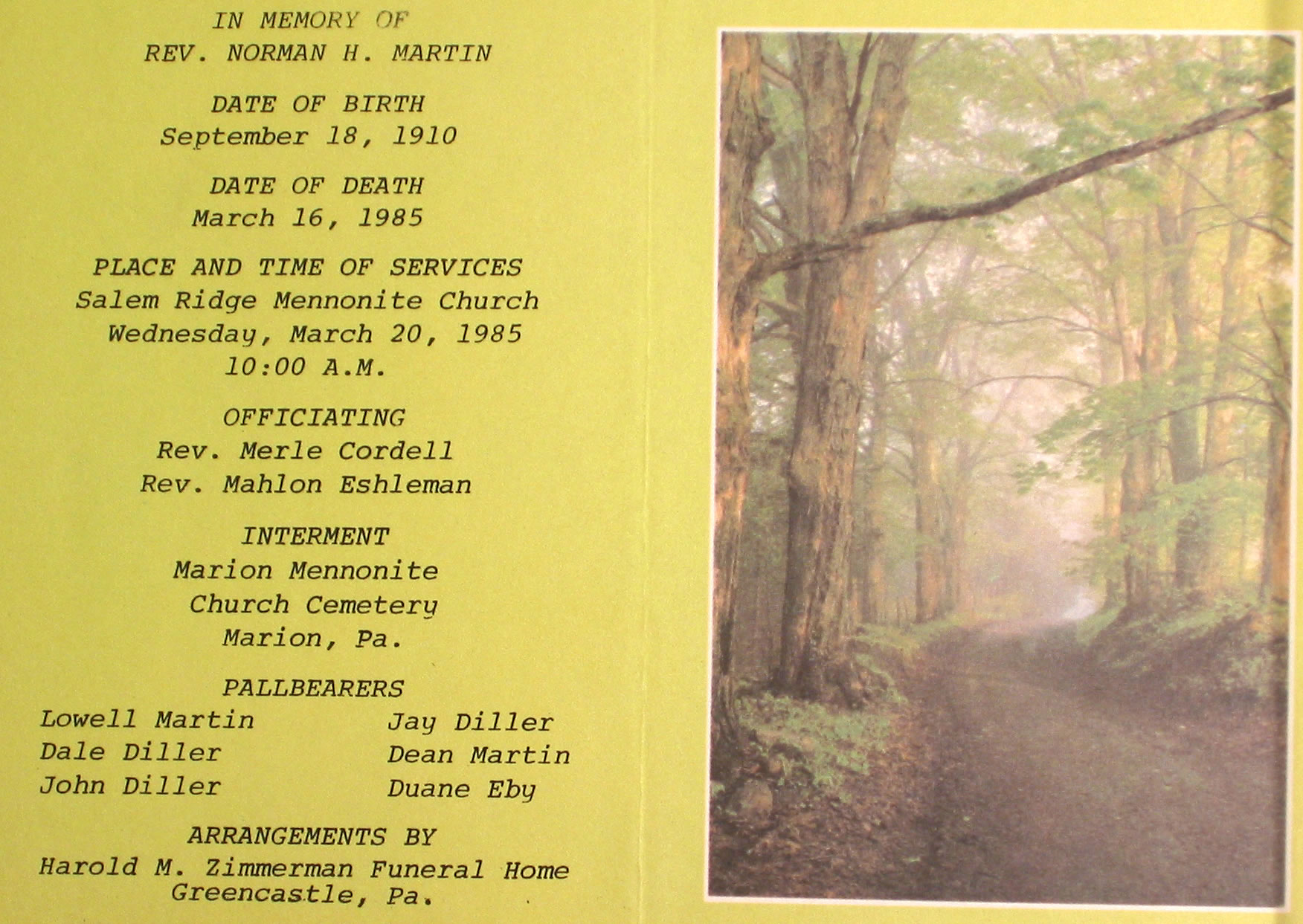 Norman Martin Funeral