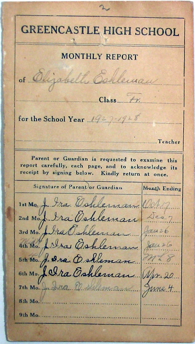 Report Card 1927-1928